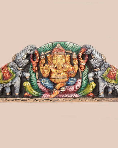 Grey Elephants Gaja Ganesha Home Decor Wall Mount 18"