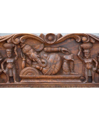 Wooden Wall  Panel of Relaxing  Ganesh 36"