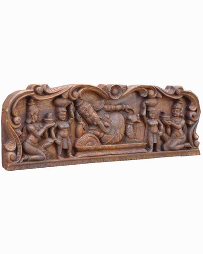 Wooden Wall  Panel of Relaxing  Ganesh 36"